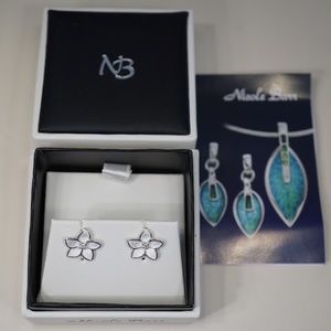 Nicole Barr Sterling Silver white flower earrings